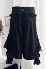 Black [Eternal City] Long Sleeves Lace Gothic Prince Medieval Ouji Lolita Blouse Knee-Length Shorts Set - Product - 14