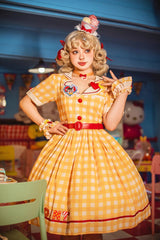 Sweetheart Cat Short Sleeves Print Embroidery Sweet Lolita Dress 3 Colors - Product - 9