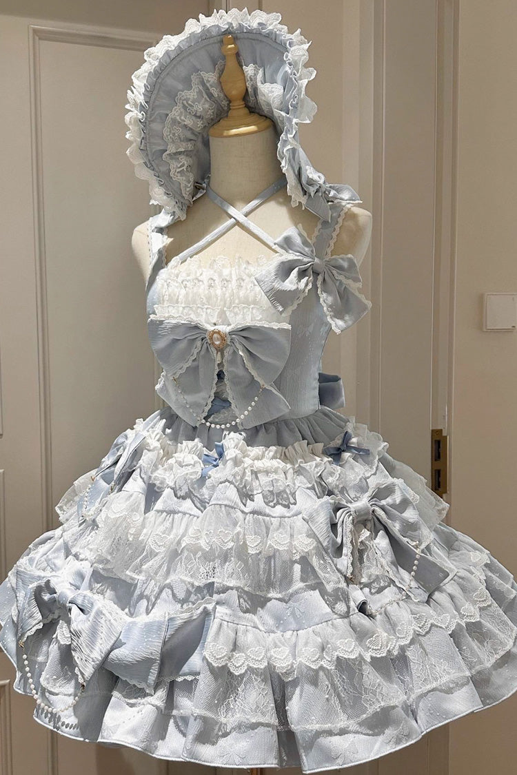 Blue [Sweetheart Doll] Multi-Layered Ruffle Bowknot Lace Sweet Princess Gorgeous Lolita Jsk Dress - Blue - 1