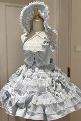 Blue [Sweetheart Doll] Multi-Layered Ruffle Bowknot Lace Sweet Princess Gorgeous Lolita Jsk Dress - Blue - 1