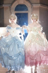 Gradient Color Short Sleeves Multi-layer Ruffle Bowknot Sweet Elegant Princess Lolita Dress 3 Colors - Pink - 1