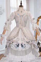 White Rose Maiden Hanayome Multi-Layer Ruffled Classic Lolita OP Dress - White - 1