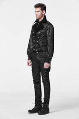 Black Double-Breasted Swallowtail Hem Print Mens Gothic Vest - Product - 3