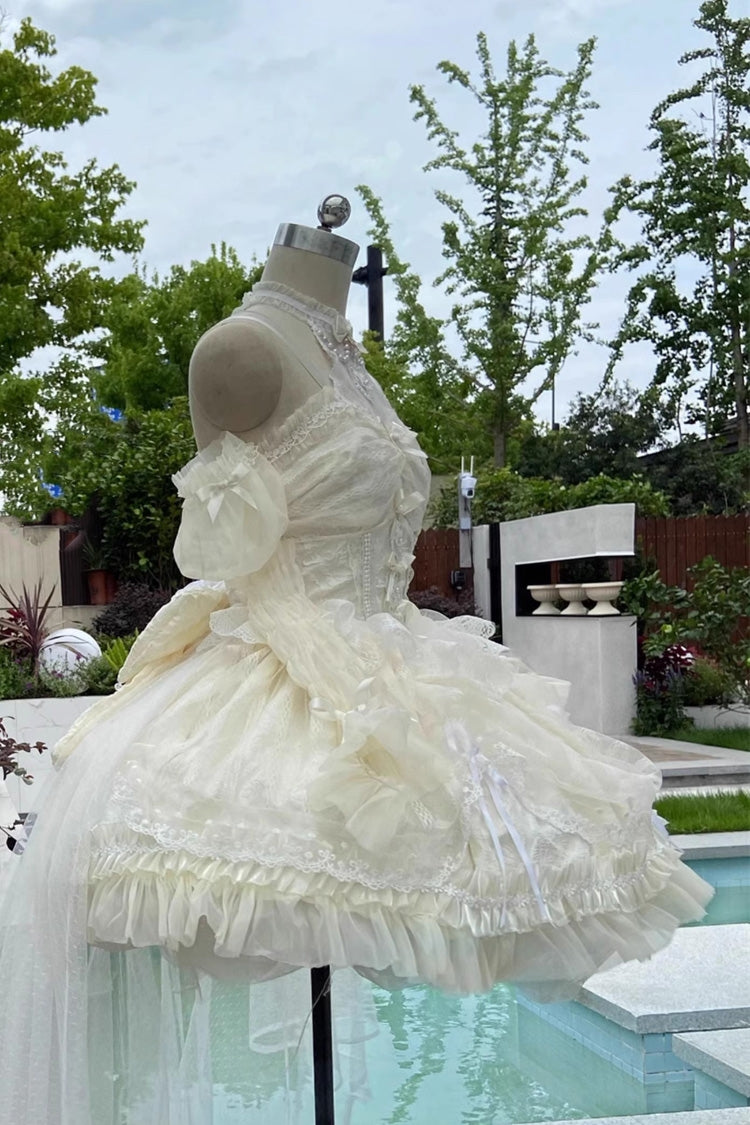 Ivory Ballet Dream Halterneck Ruffle Bowknot Lace Mesh Sweet Lolita Dress - Product - 7