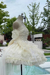 Ivory Ballet Dream Halterneck Ruffle Bowknot Lace Mesh Sweet Lolita Dress - Product - 7