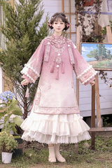 Pink Round Collar High Waisted Embroidery Women's Elegant Hanfu Dress Full Set - Pink - 1
