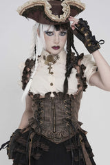 Bronze Bow Lace-Up Slim Zippered Women's Gothic Swallow-tailed Vest - Product - 9