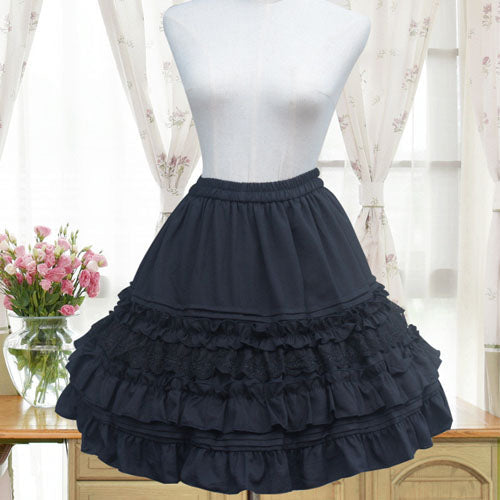 Vintage Palace Cambric Chiffon Lolita Petticoat - Black - 2