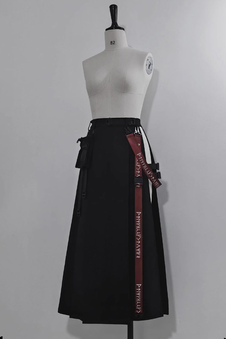 Black Unmarked Blade Gothic Handsome Ouji Lolita SK Skirt - Black - 1