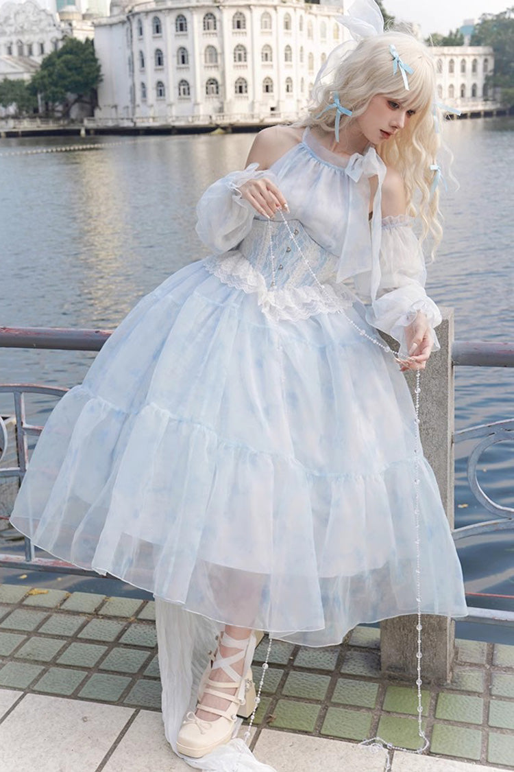 Glacier Blue Bubble Love Hanayome Tie-dyed Sweet Elegant Lolita Dress - Product - 6
