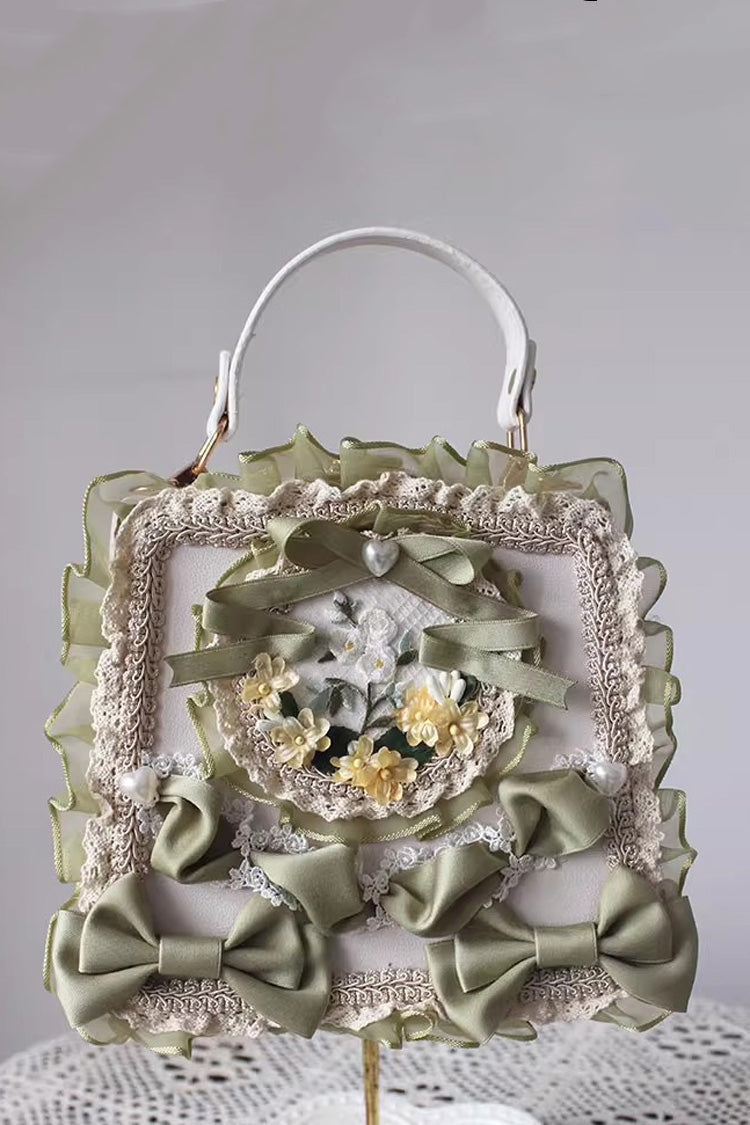 Four Seasons Floral Bowknot Lace Sweet Elegant Gorgeous Lolita Handbag 9 Colors - Yellow/Green - 8