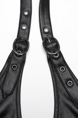 Black Halterneck Lace-Up Irregular Women's Punk Party Dress - Product - 6