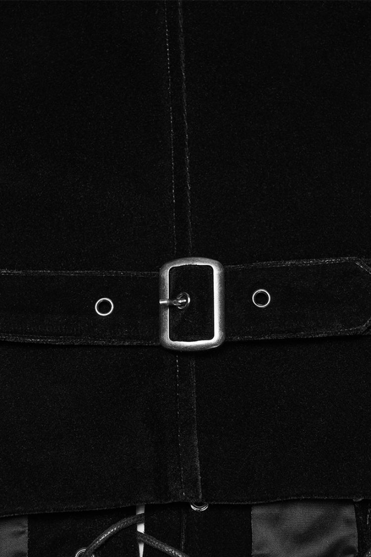 Black V Collar Sleeveless Lace-Up Buckle Straps Men's Gothic Vest - Product - 6