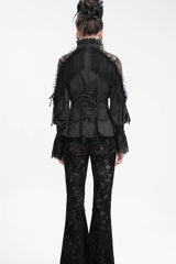 Black Long Sleeves Hollow Ripped Women's Gothic Blouse - Product - 6