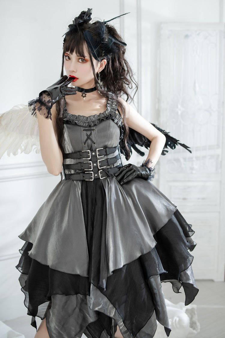 Silver/Grey [Seven Deadly Sins: Lust] Multi-Layered Irregular Gothic Lolita Jsk Dress - Product - 3