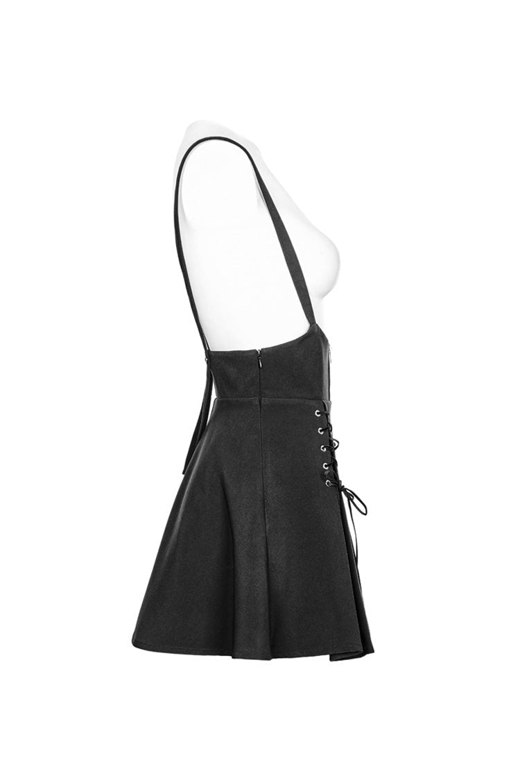 Black High Waist Bandage Zipper Braces Women's Steam Punk Skirt - Product - 7