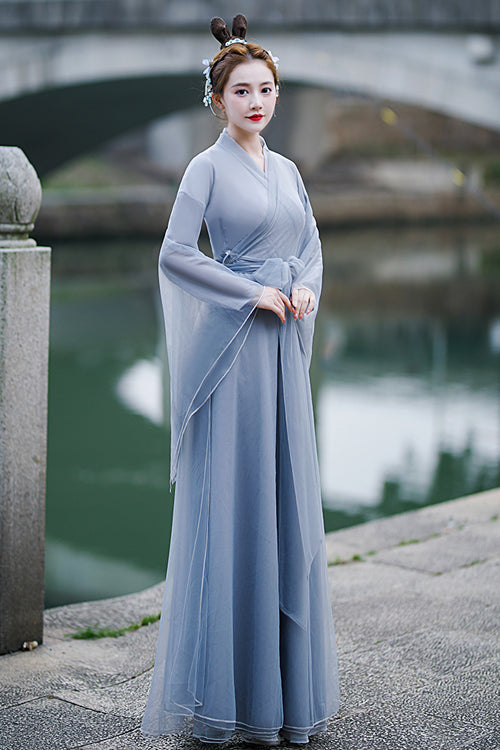 Grey Chinese Ancient Style Party Sweet Hanfu Dress - Product - 4