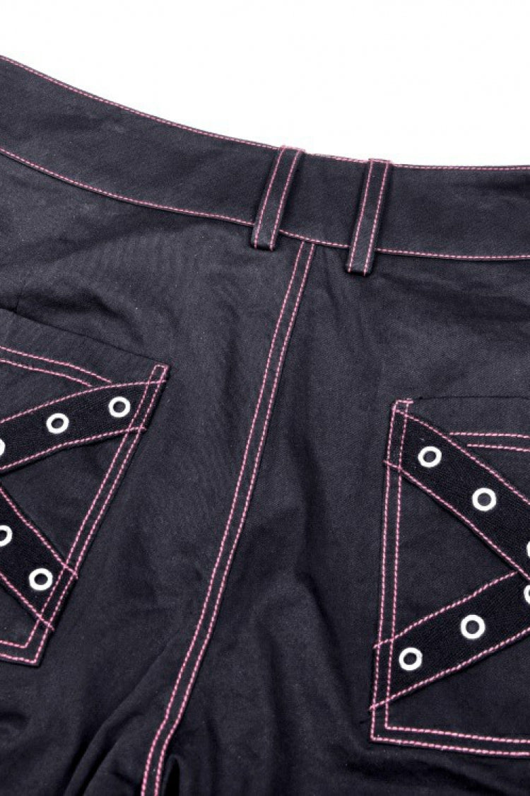 Black Dangerous Bear Chain-Decorated Women's Grunge Bell Bottom Pants - Product - 18