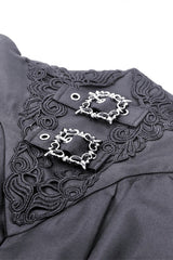 Black High Waisted Women's Gothic Pleated Long Skirt - Product - 12