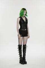Black Ripped Studded Women's Punk Shorts - Product - 3