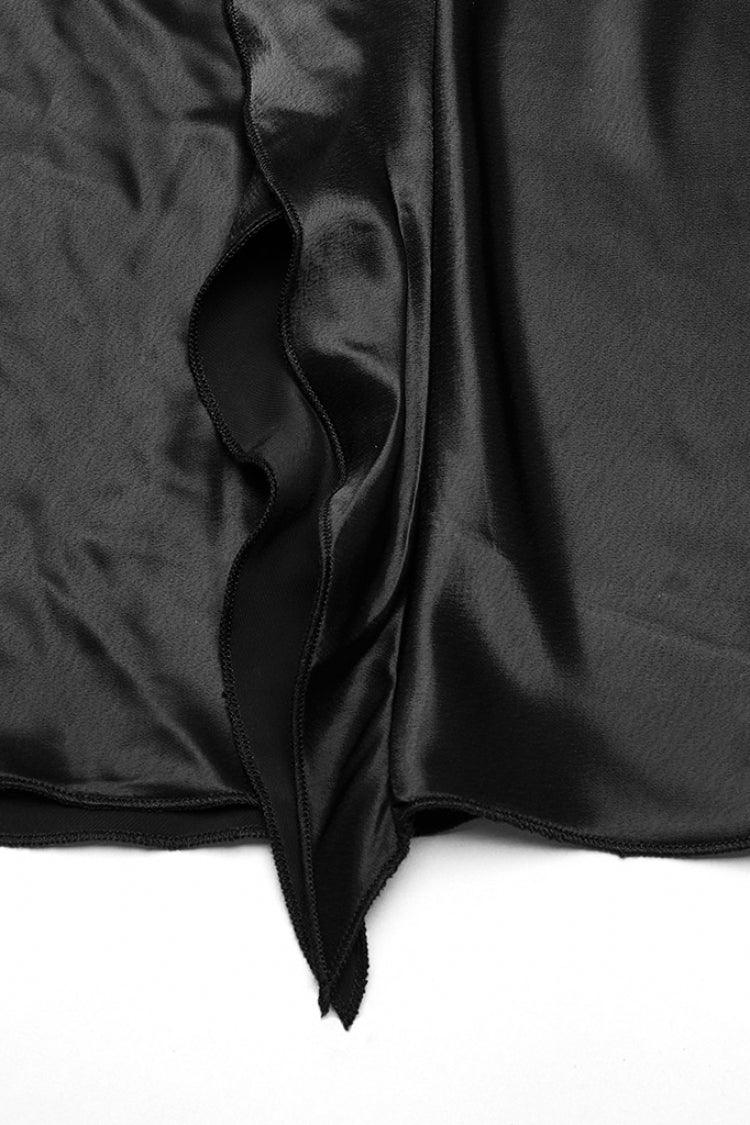 Black Ruffle Slim Asymmetric Women's Gothic Skirt - Product - 7