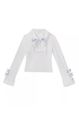 Light Blue [Rolling Snowballs] Printed Bow Sweet Lolita Jsk Dress Set - Top - 17