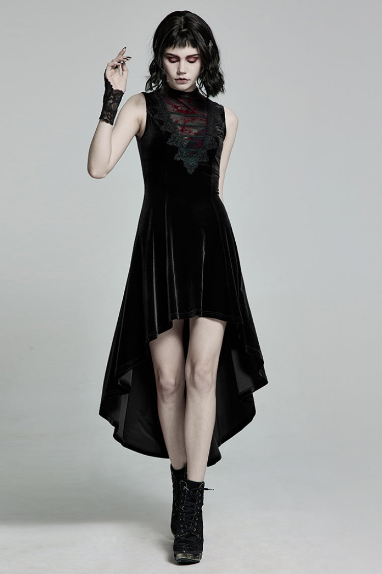 Sleeveless Stitching Lace-Up Mesh Women's Gothic Dress 2 Colors - Product - 4