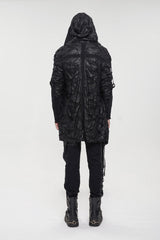 Black Irregular Sharp Corner Hem Tattered Knitted Stitching Design Four Seasons Casual Men's Punk Jacket - Product - 5