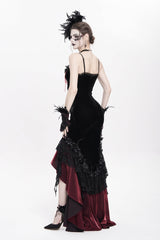 Red Off Shoulder Sleeveless Hanayome Embroidered Lace Women's Gothic Jsk Dress - Product - 11