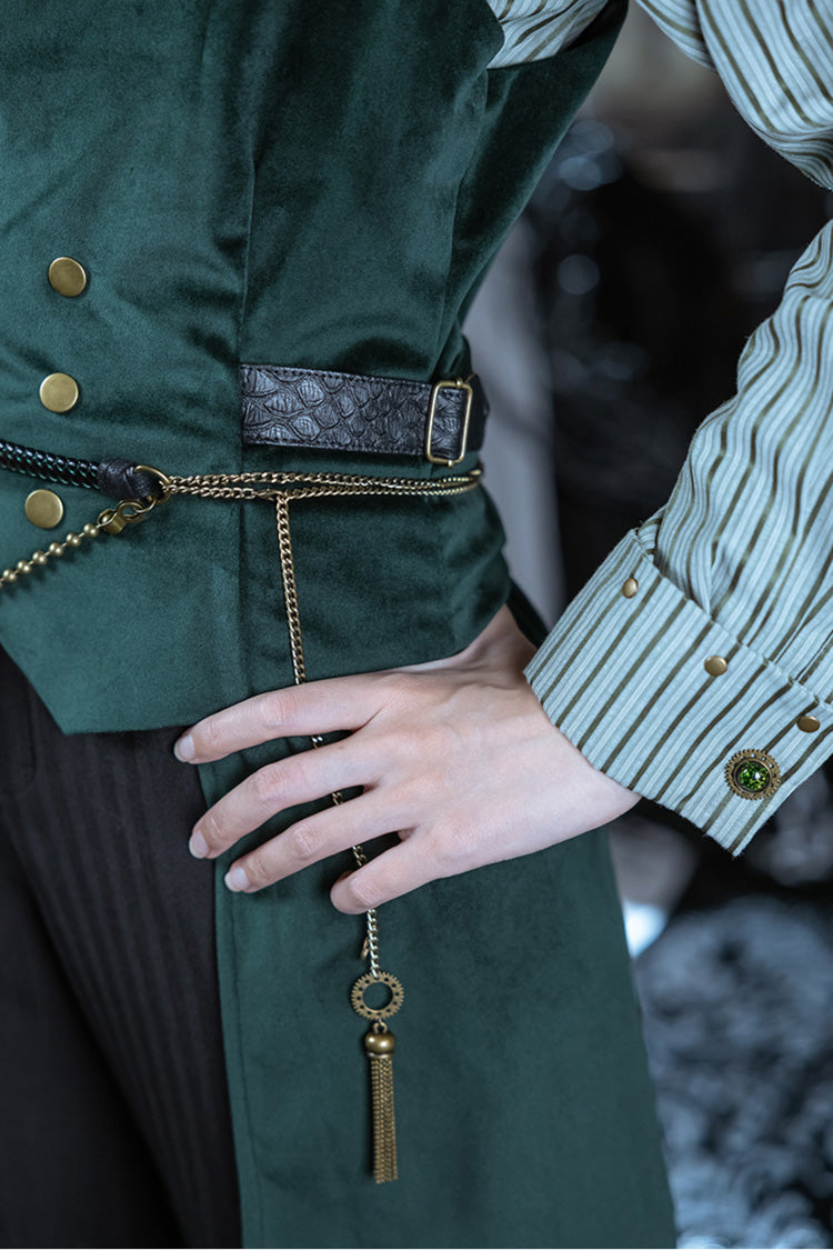 Dark Green Double-breasted Slim Ouji Prince Handsome Lolita Vest - Product - 12