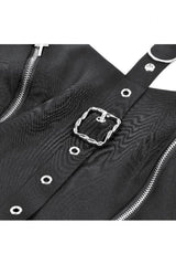 Black Buckled Zippered Women's Punk Halterneck Dress - Product - 16