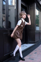 Brown Bunny Detective Short Sleeves Prince Ouji Lolita Set - Product - 4
