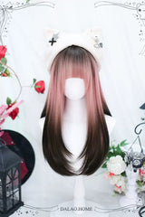 Pink/Brown Natural Gradient Sweet Lolita Long Straight Wigs - Product - 2