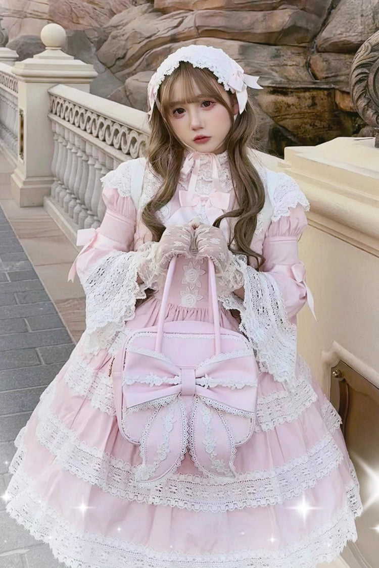 Sweet Bowknot Lace Zipper Japanese Lolita Handbag 3 Colors - Product - 4