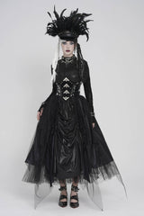Black Multi-Layered Lace-Up Slim Irregular Asymmetric Eyelet Women's Gothic Long  Skirt - Product - 4