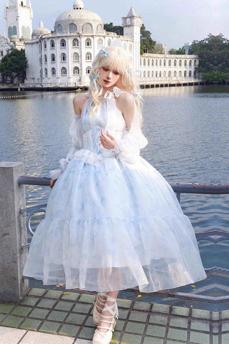 Glacier Blue Bubble Love Hanayome Tie-dyed Sweet Elegant Lolita Dress - Product - 2