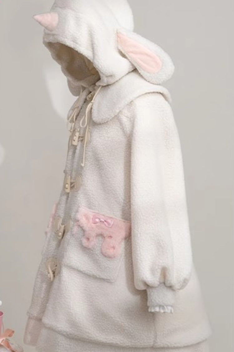 Unicorn Long Sleeves Bowknot Sweet Lolita Long Coat 2 Colors - White - 8