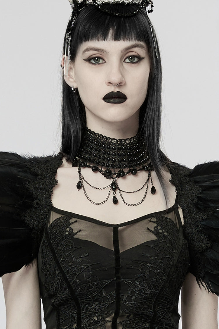 Black Pearl Hollow Lace Women's Gothic Gorgeous Choker - Product - 3