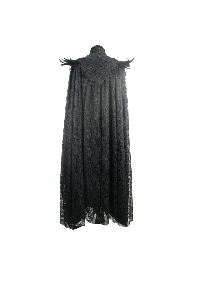 Black Palace Style Lace Long Women's Gothic Cloak - Product - 9