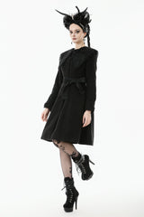 Black Floral Embroidered Peter Pan Collar Long Sleeves Bowknot Women's Gothic Coat - Product - 2