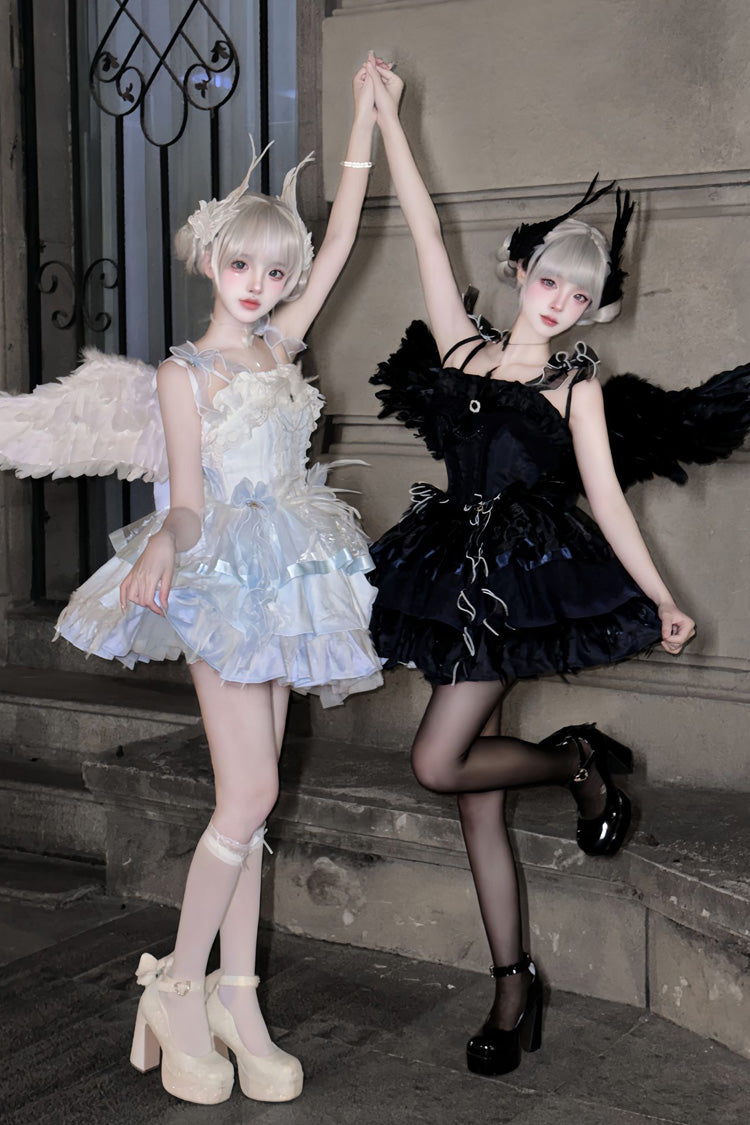 Wings Arrival Multi-layer Ruffle Bowknot Ballet Style Sweet Elegant Lolita Jsk Dress 3 Colors - Product - 5