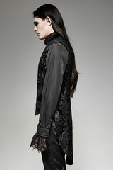 Black Victorian Swallow Tail Sleeveless Print Mens Gothic Vest - Product - 2