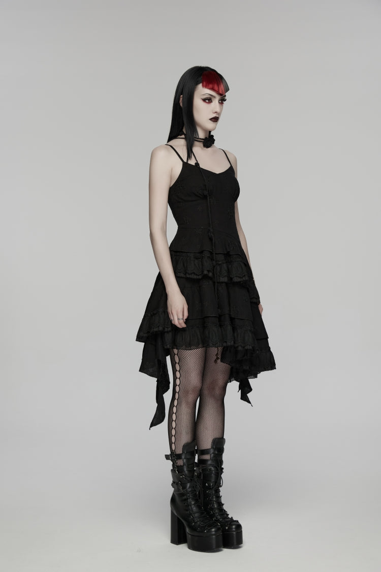 Black Embroidered loral Embroidered Asymmetric Women's Gothic Jsk Dress raduation Dress - Product - 2