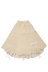 Yellow [Orange Diary] Multi-Layered Printed Embroidered Bow Lace Asymmetric Sweet Lolita Jumper Dress - Skirt(Only) - 9