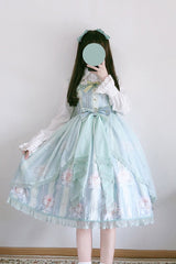 [Angel's Hymn] Print Ruffle Bowknot Sweet Lolita Jsk Dress 2 Colors - Product - 6