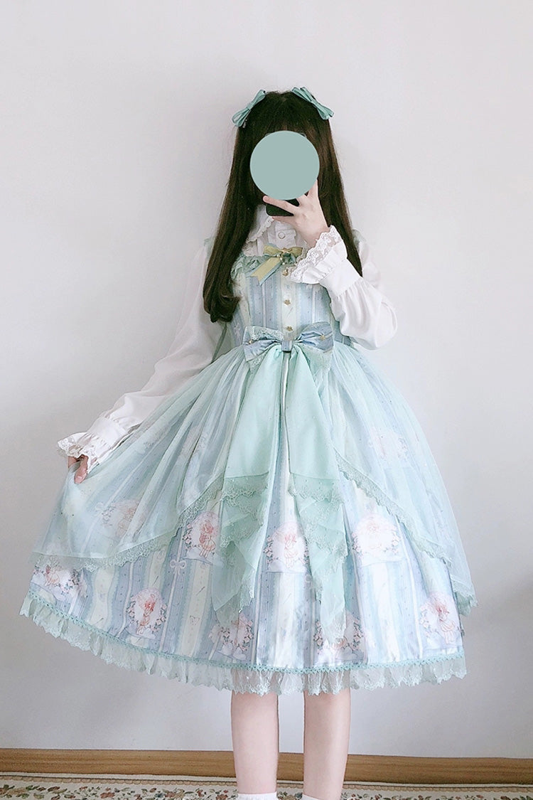 [Angel's Hymn] Print Ruffle Bowknot Sweet Lolita Jsk Dress 2 Colors - Product - 6