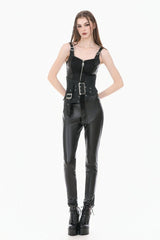 Washed Black Lace-Up Buckled Eyelet Women's Punk Asymmetric Corset Waist Belt - Product - 6