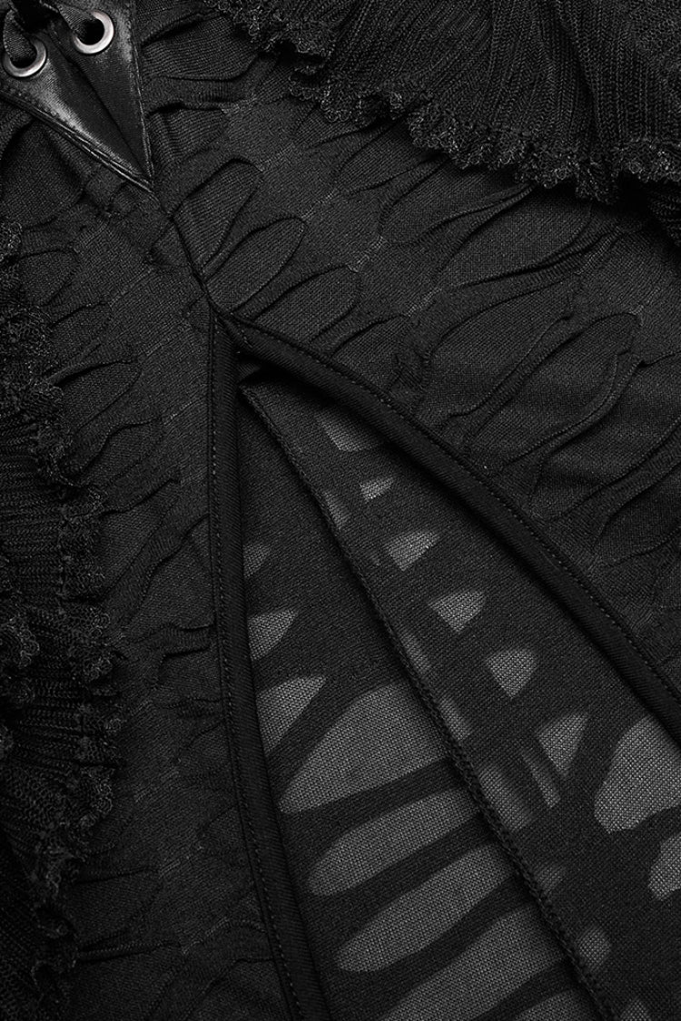 Black Wave Three-Dimensional Lace Ripped Women's Gothic Skirt - Product - 8