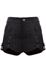 Black Stripe Print Rivet Ouji Fashion Lolita Shorts - Product - 3