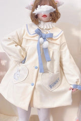 Beige Doll Collar Long Sleeves Bowknot Sweet Lolita Coat - Product - 8